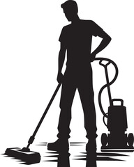 House cleaning person silhouette vector illustration isolated on a white background