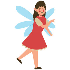 Little Fairy Character in Flat Cartoon Style. Vector Illustration