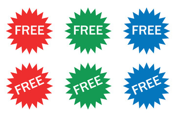 Free Tag Red Sticker Vector illustration style is flat iconic symbol, red color.