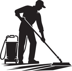 House cleaning person silhouette vector illustration isolated on a white background