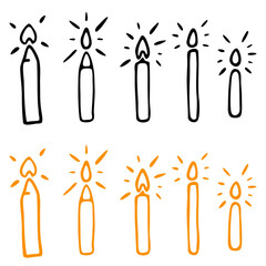 Hanukkah candles. Hand-drawn doodle style. Vector illustration