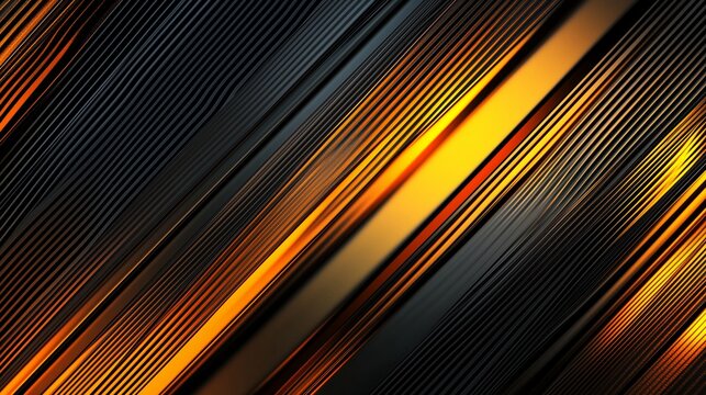 Black gold golden yellow orange copper abstract background. Geometric shape. Line stripe angle facet 3D. Rough grain noise. Gradient. Light bright neon fire glitter shine. Design. Copy space. Template - Powered by Adobe