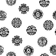Seamless pattern with Maya or Aztec hieroglyphs. Seamless background with American Indians relics dingbats characters for your design