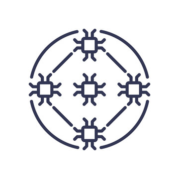 Illustration of interconnected processors symbolizing decentralized processing and distributed computing.
