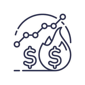 rising graph burning money dark outline clip art preview