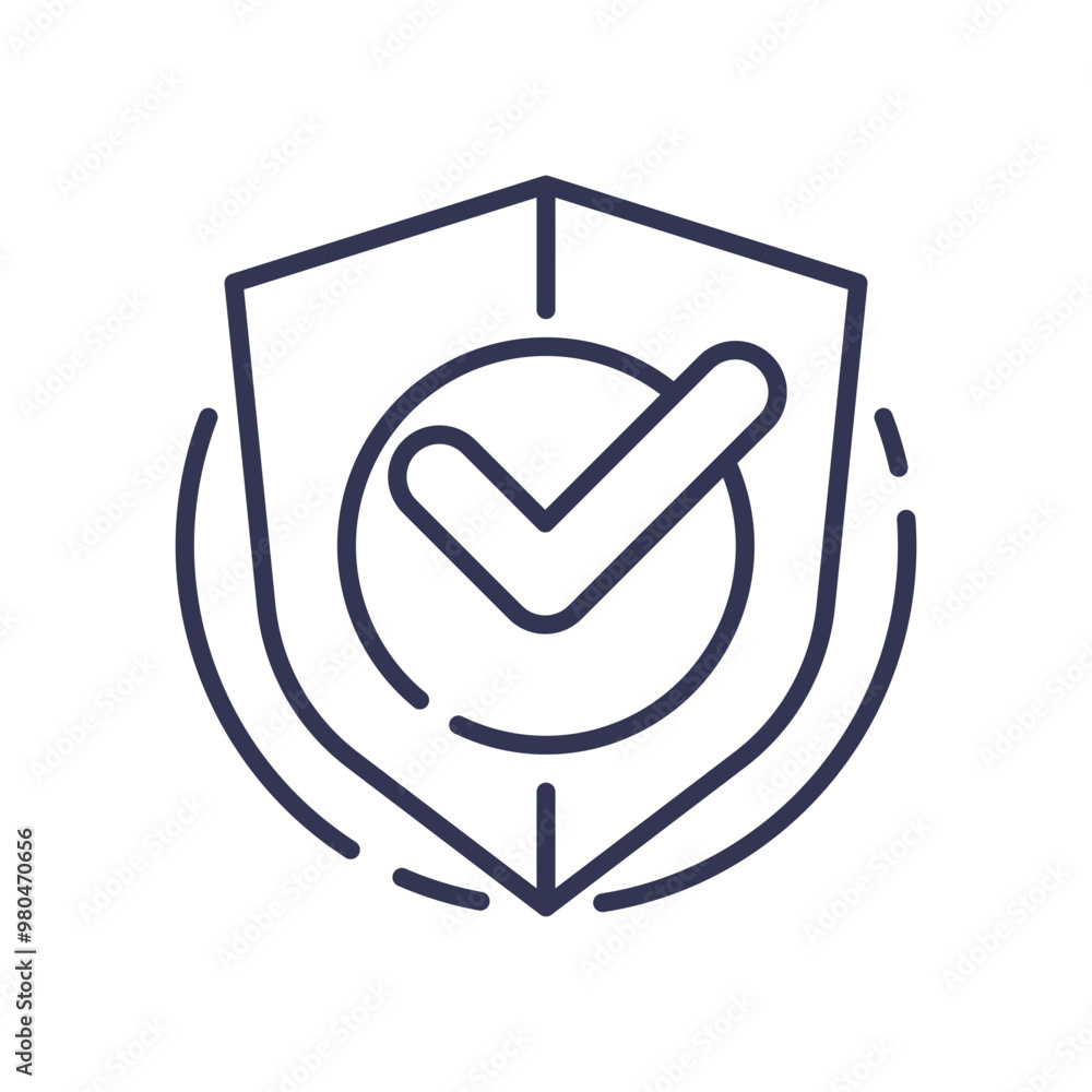 Poster shield with checkmark symbolizing security and protection.