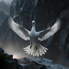 Closeup of white egret bird