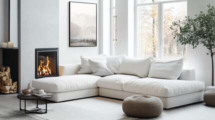 a beautiful house in which the fireplace in the living room gets a lot of attention, Beautiful living room in new traditional style luxury home.