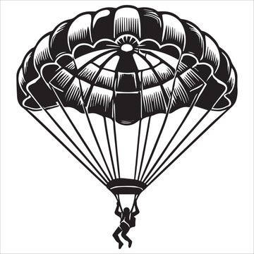 Skydiving Clipart design - parachute jump vector illustration in black and white