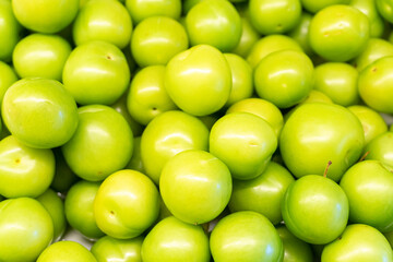 Ripe Juicy Green Plums - Fruit Background