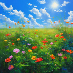 Fototapeta premium poppy field and sky