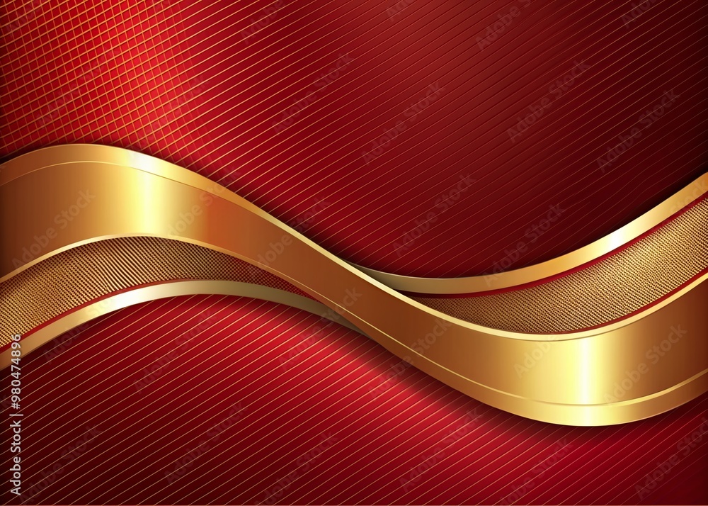 Poster elegant abstract luxury red gold background features modern golden line wave design template with sl