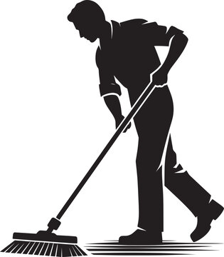 recommend clip art: House cleaning person silhouette vector illustration isolated on a white background