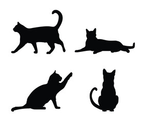 Beautiful Cat Silhouette Designs Set