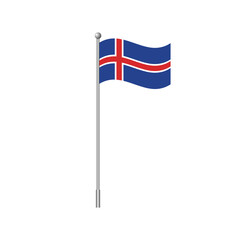 Fototapeta premium Iceland flag floating isolated on white transparent background. Vector