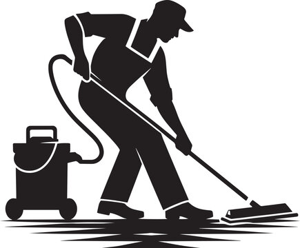 recommend clip art: House cleaning person silhouette vector illustration isolated on a white background