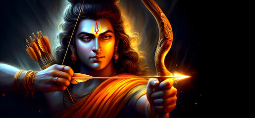 Shree Rama realistic art portrait dussehra celebration background