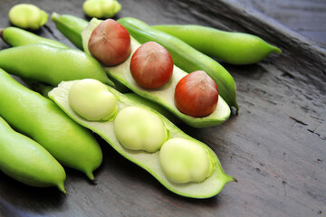 Concept, legumes and nuts as a source of vegetable proteins, fats, vitamins and minerals, green...