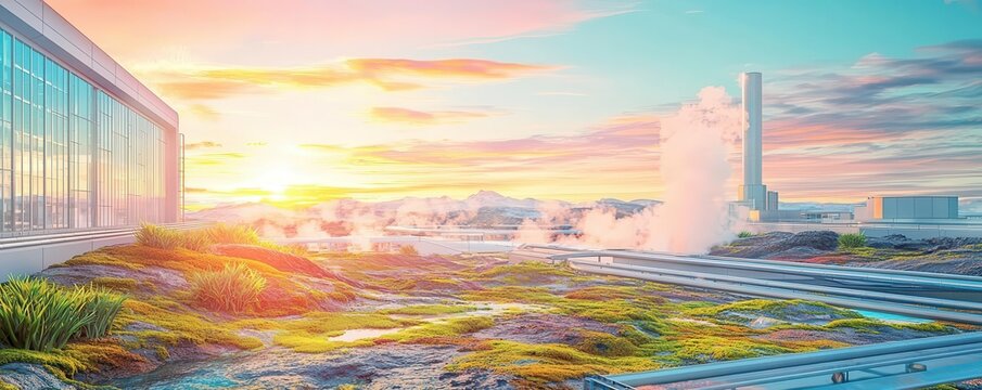 A geothermal power plant at eye level