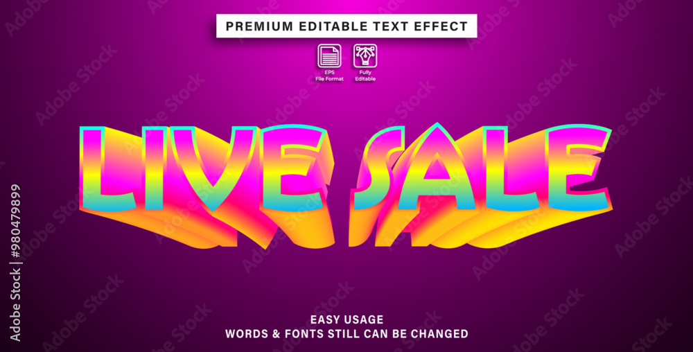 Poster editable text effect live sale style