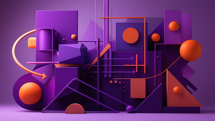 Abstract Geometric Composition in Purple and Orange