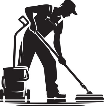 recommend clip art: House cleaning person silhouette vector illustration isolated on a white background