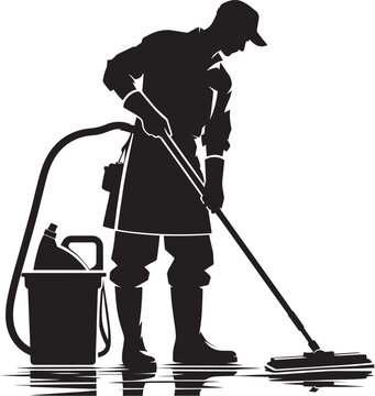 recommend clip art: House cleaning person silhouette vector illustration isolated on a white background