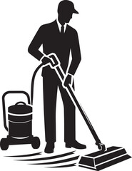 House cleaning person silhouette vector illustration isolated on a white background