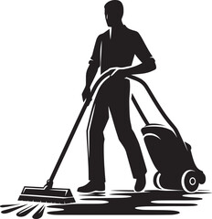 House cleaning person silhouette vector illustration isolated on a white background