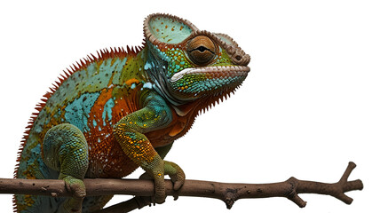 Obraz premium Vibrant Chameleon Isolated on Transparent Background