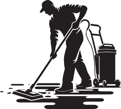 recommend clip art: House cleaning person silhouette vector illustration isolated on a white background