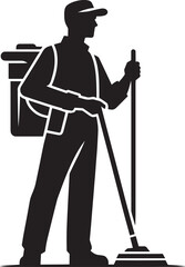 House cleaning person silhouette vector illustration isolated on a white background