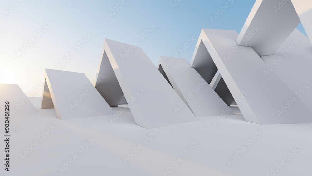 Poster 3d render abstract architecture background building geometric shape
