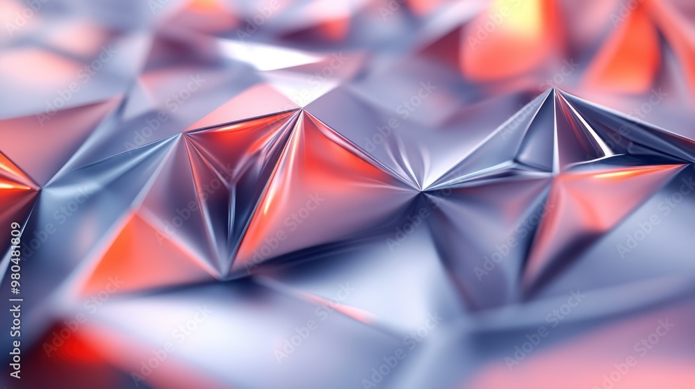 Poster abstract polygonal background with 3d shapes and light reflections close-up photo with clean backgro
