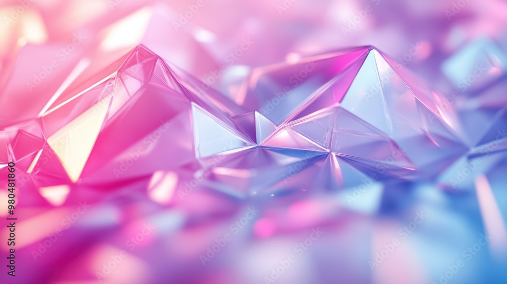 Poster abstract polygonal background with 3d shapes and light reflections close-up photo with clean backgro