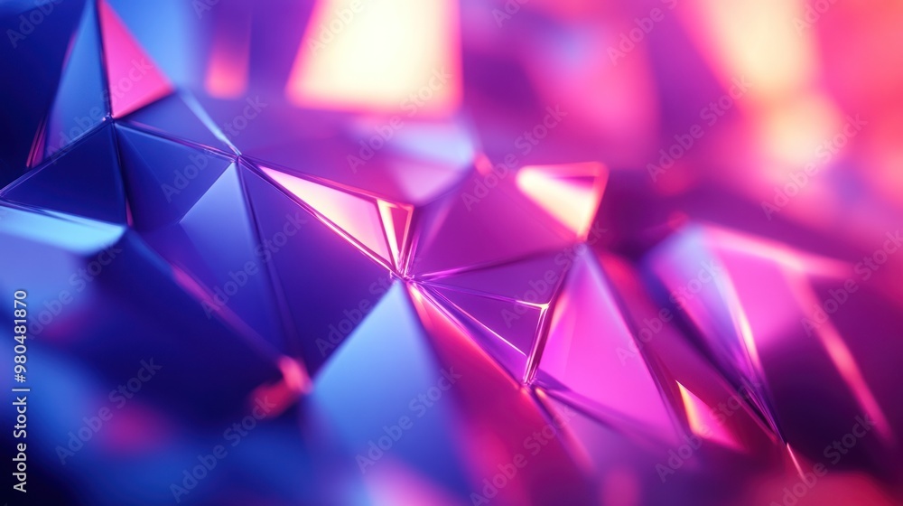 Poster abstract polygonal background with 3d shapes and light reflections close-up photo with clean backgro