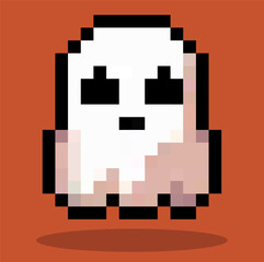 Halloween ghost cartoon in pixel art vector.
