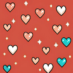 Hand-drawn heart pattern with pink and gray tones on textured background 텍스처 배경 위에 분홍색과 회색 톤으로 그려진 손그림 하트 패턴