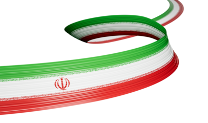 Waving ribbon with Flag of Iran, Independence day banner. 3d illustration

