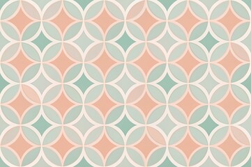 Obraz premium Soft peach, mint, and blush hues blend in a mesmerizing geometric pattern of intersecting circles, creating a calming and serene minimalist design element.