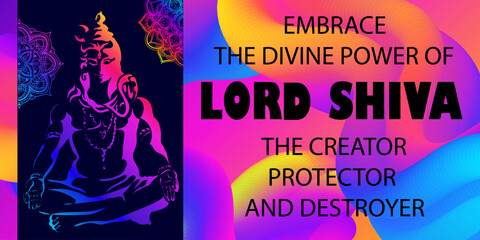 Lord Shiva - vector poster for hindu festival Maha Shivaratri