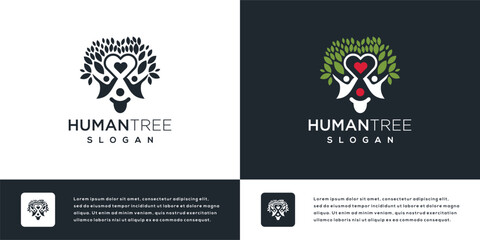 Vector logo symbol ecology love tree and human . icon logo tree person