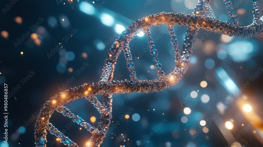 Poster close-up view of a dna double helix structure with clear representation of nucleotide pairs, showing