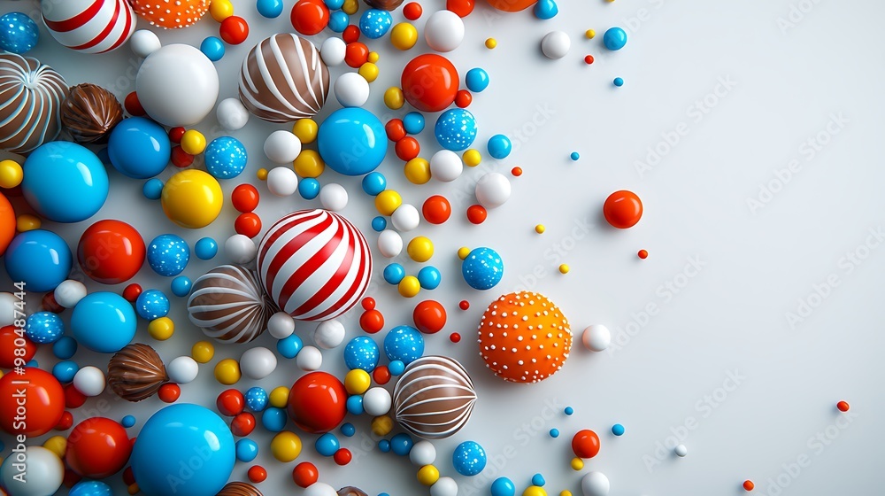 Poster abstract 3d spheres float in a colorful background, creating a captivating visual effect.