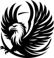 Obraz premium Regal Raptor Eagle Logo - Monochrome Feathered Majesty. Generated With AI