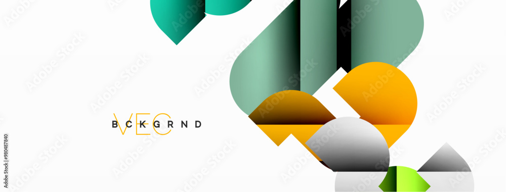 Poster abstract background. colorful geometric curve shapes with black shadow lines effects