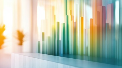 A colorful abstract painting of a wall with many different colored stripes, AI