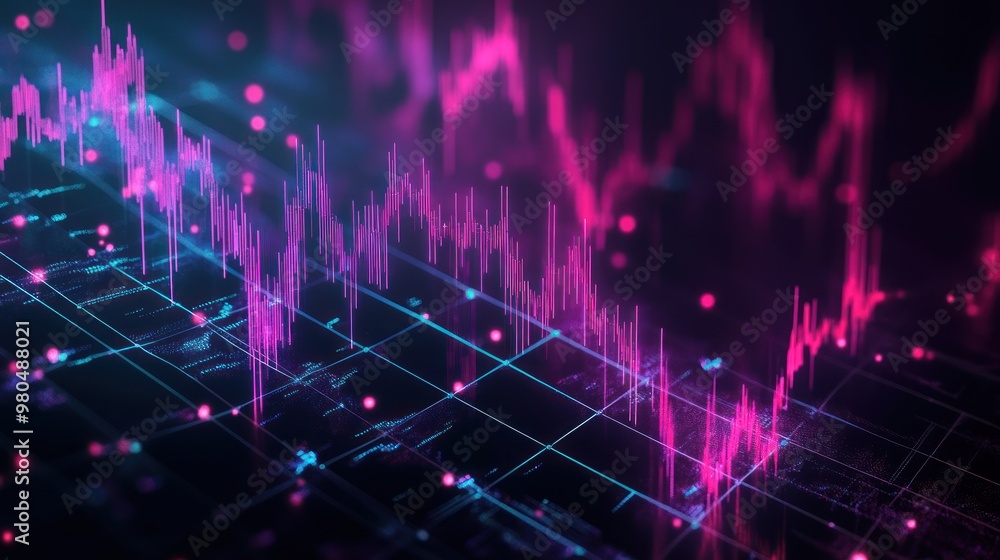 Poster creative forex chart with abstract glowing lines representing currency pair movements, set against a
