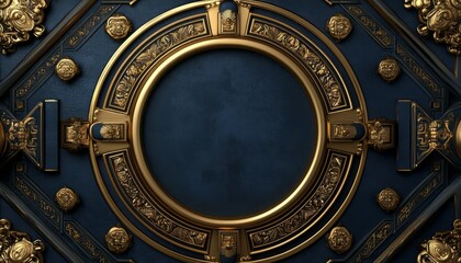Ornate Gold Frame on a Dark Blue Background