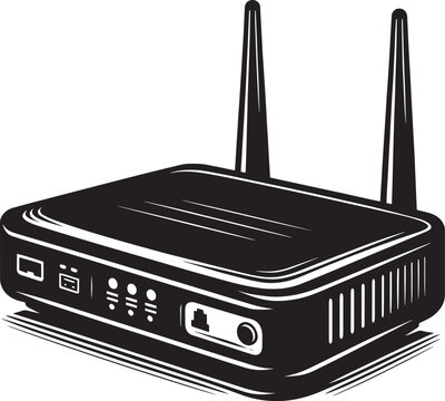 black router with antennas clip art preview